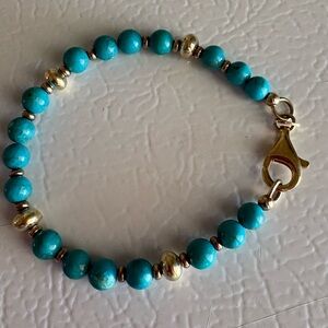 Veronese Turquoise and 18k clad Gold Beaded Bracelet